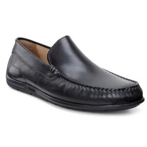 - ECCO Classic Black Moccasin 2.0 Leather Loafers Slip-on Timeless